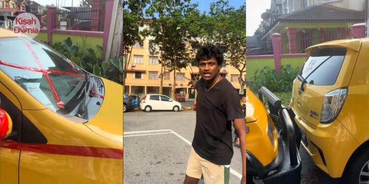 Kesal Tempat Parking Diambil, Orang Tua Tampal Sellotape Merah Pada Kereta Jiran