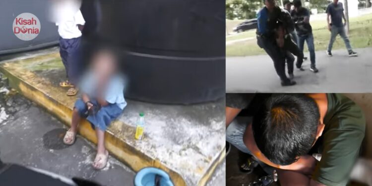 “Adik Abang Tunggu Sini, Abah Kejap Je” Penagih Dicekup Merayu Anak Diselamatkan