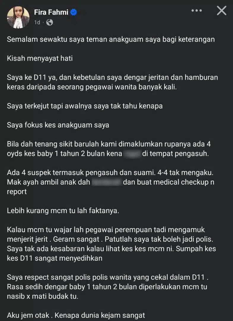 ‘Rosakkan’ Maruah Bayi Berusia 1 Tahun, Suspek Lakukan Di Tempat Pengasuh