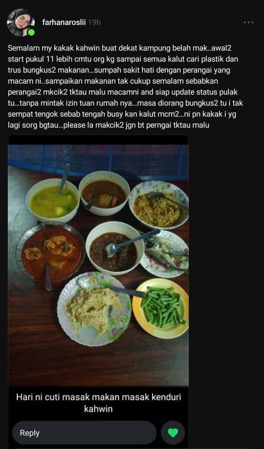 “Harini Cuti Masak” Tetamu Wedding Tapau Lauk Jam 11.00 Pagi, Makanan Habis Awal