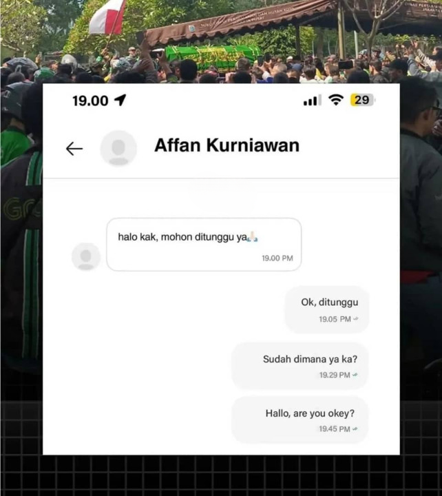 Affan Rupanya Mahu Hantar Pesanan Pada Pelanggan, Terperangkap Dalam Demonstrasi
