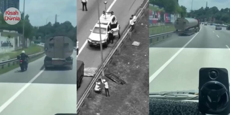 Nahas Lori Tangki Himpit Penunggang Motosikal, Larikan Diri Dari Lokasi Kejadian
