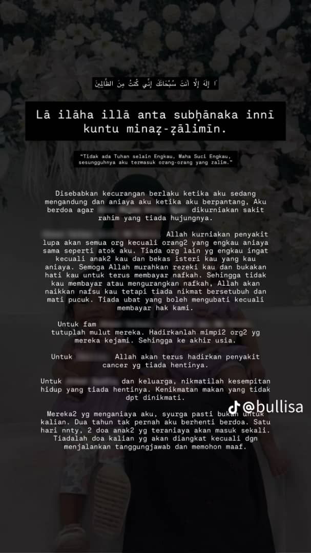 Lama Teraniaya, Bekas Isteri Doakan Bekas Suami “Syurga Bukan Untuk Kalian”