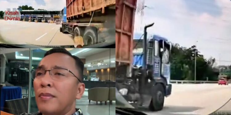 Klip Dashcam Dedah Pemandu Lori Rupanya Buka Pintu Awal, 100M Sebelum Hentam Tol