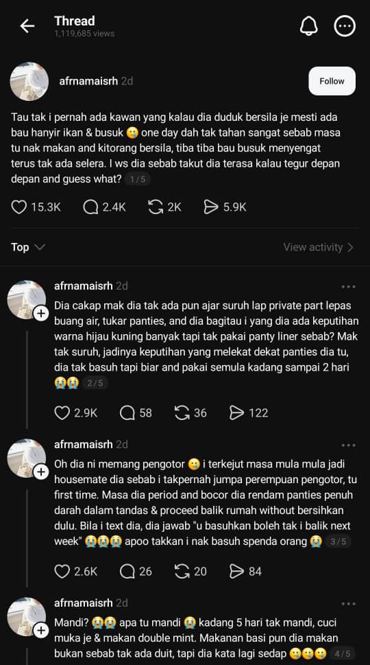Housemate Pengotor, Bau Hanyir Ikan Masa Bersila, Simpan Ayam Mentah Di Almari