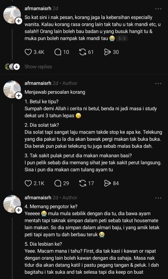 Housemate Pengotor, Bau Hanyir Ikan Masa Bersila, Simpan Ayam Mentah Di Almari