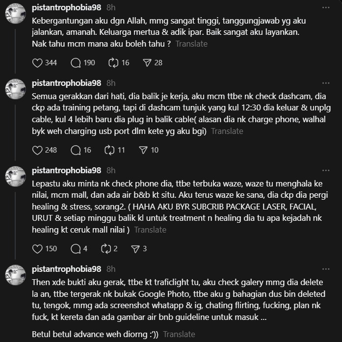 Suami Bergaji RM50K, Isteri Cabut Kabel Dashcam & Pergi Airbnb Dengan Laki Orang