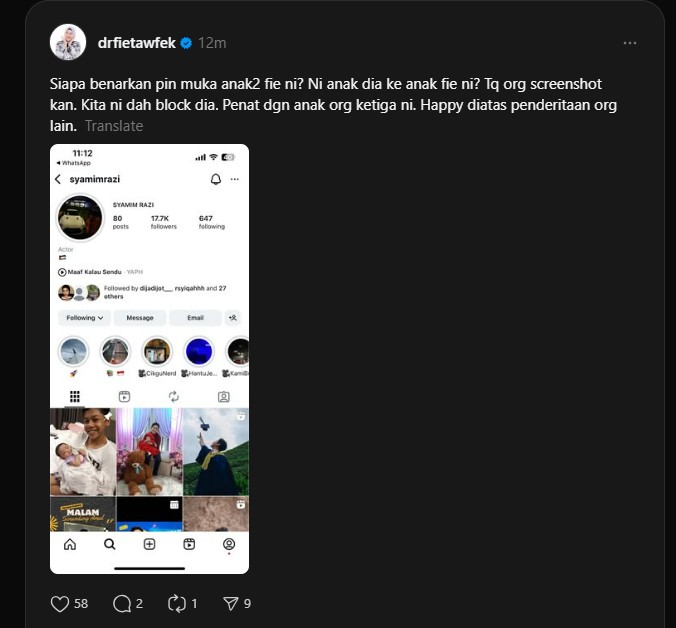 “Orang Ke-3 Ada Anak Sendiri, Tak Perlu Rebut Anak Fie, Tak Perlu Sayang Beria”