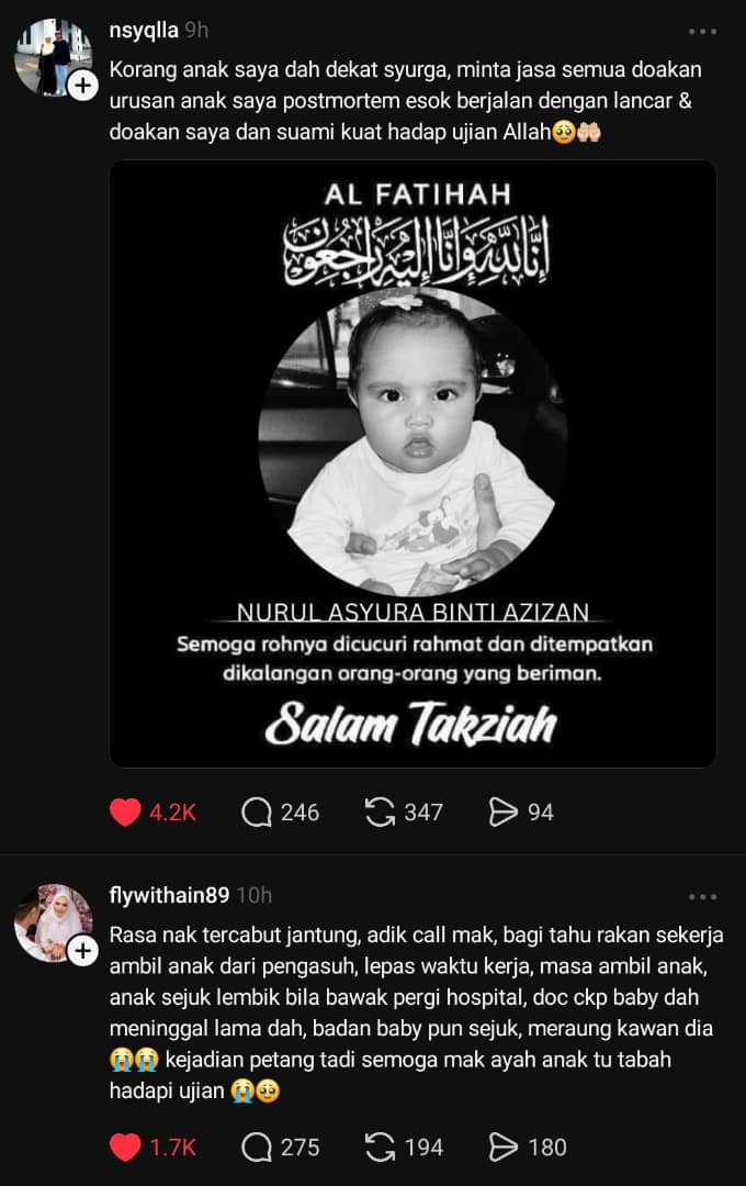 “Anak Aku Dah Sejuk” – Tangisan Ibu Ambil Tubuh Kaku Anak Dari Rumah Pengasuh