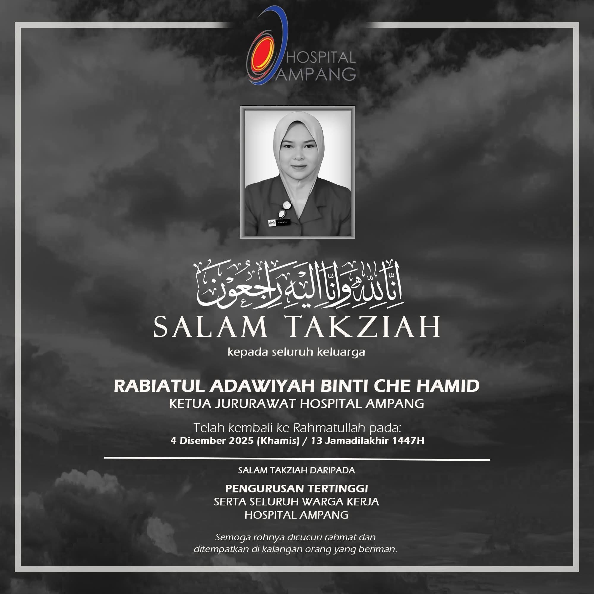 Ketua Jururawat Hospital Ampang Terlibat Nahas, ‘Pergi’ Bersama Bayi Dalam Rahim