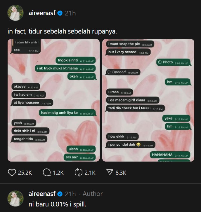 Gadis 18 Tahun & Haqiem Tidur Bersebelahan Dalam 1 Bilik “Ni Baru 0.01% I Spill”