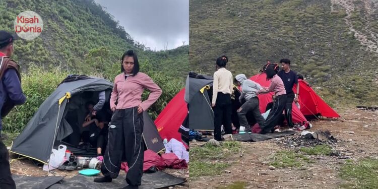 Gadis ‘Ganyang’ Teman Lelaki Hiking & Berkhemah Dengan Wanita Bertudung