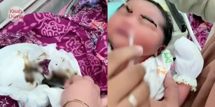 Ibu Ambil Najis Pertama Bayi Di Lampin, Dicalit Untuk Lebatkan Kening