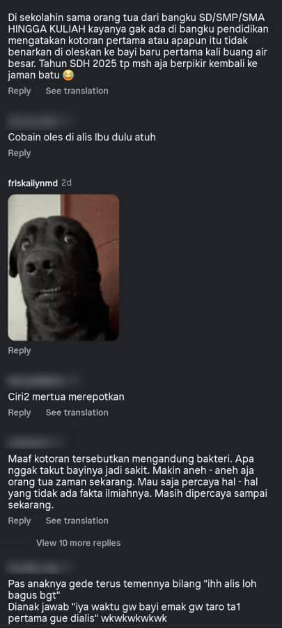 Ibu Ambil Najis Pertama Bayi Di Lampin, Dicalit Untuk Lebatkan Kening