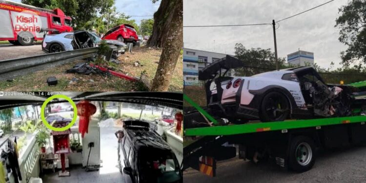 Nissan GT-R Laju Hilang Kawalan, 2 Meninggal Dalam Nahas Berdekatan Rumah Taman