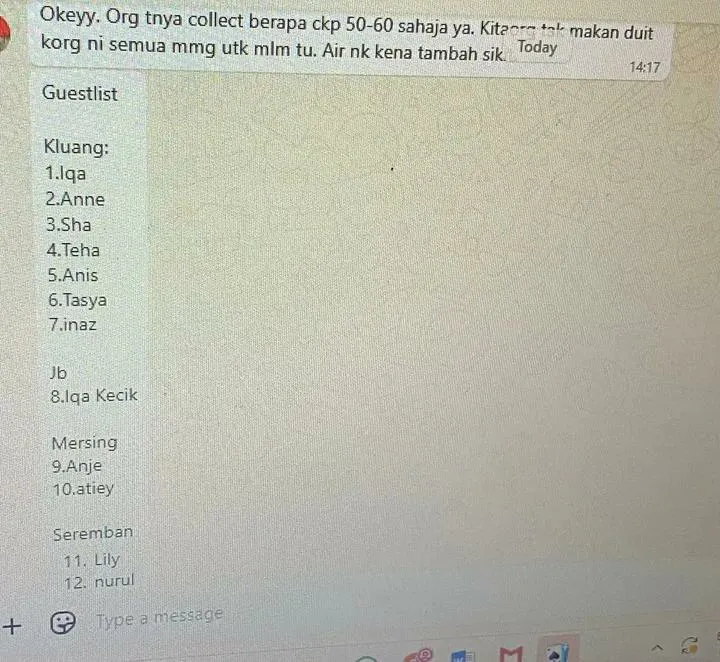 WhatsApp Perbincangan Parti “Yeye” Tersebar, Makan Sosej, Nuget & Nasi Goreng
