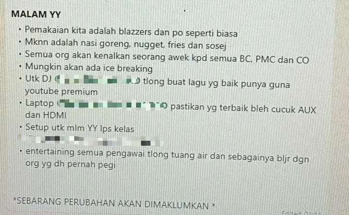 WhatsApp Perbincangan Parti “Yeye” Tersebar, Makan Sosej, Nuget & Nasi Goreng