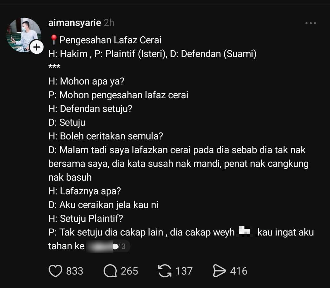 “Dia Kata Susah Mandi, Cangkung” – Suami Talak Isteri Hamil Tolak Ajakan Bersama