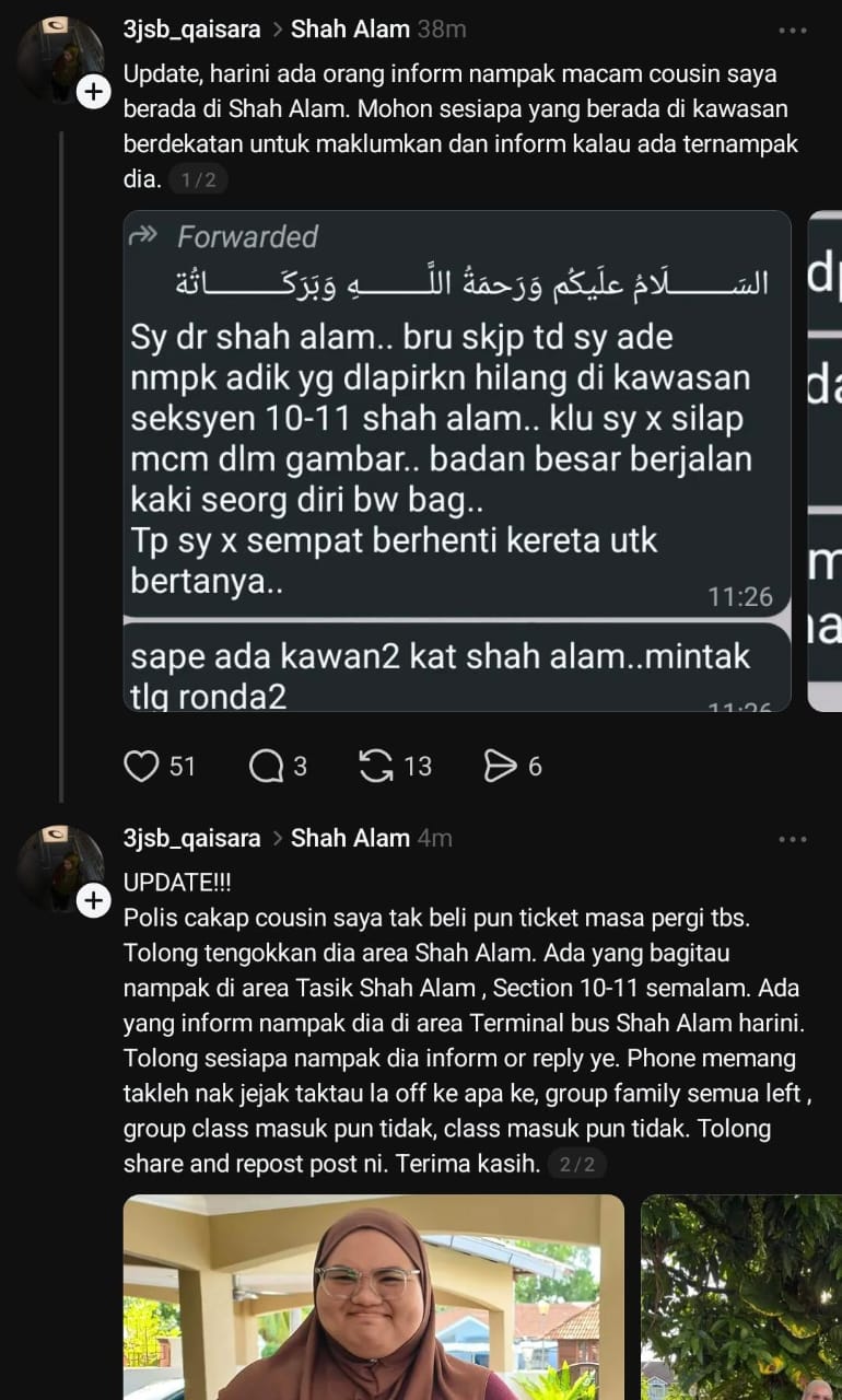 Pelajar Menghilang, Keluar Group WS Keluarga, Turun TBS Namun Tidak Beli Tiket