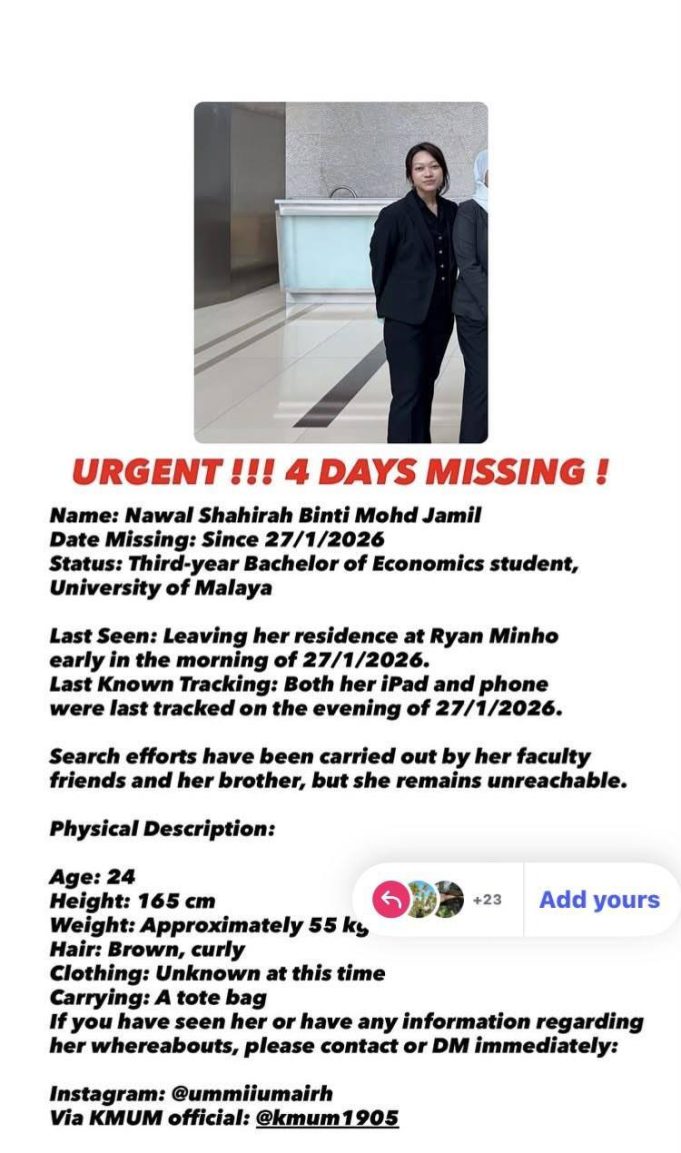 Pelajar UM Hilang Ditemui, Alami Tekanan Perasaan Ekoran Pemergian Ibu Tersayang