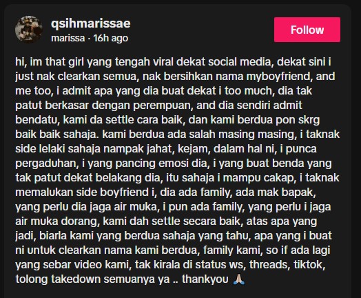 Tersungkur Ditolak Teman Lelaki, Gadis Akui Silap – “I Yang Pancing Emosi Dia”