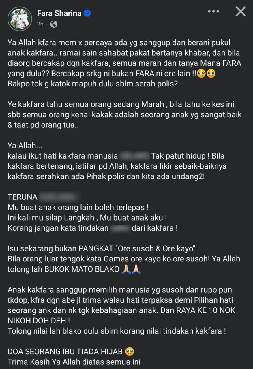 “Anak Pilih Manusia Susoh, Rupo Pun Takdo, Kak Fara Terima Walau Hati Terpaksa”