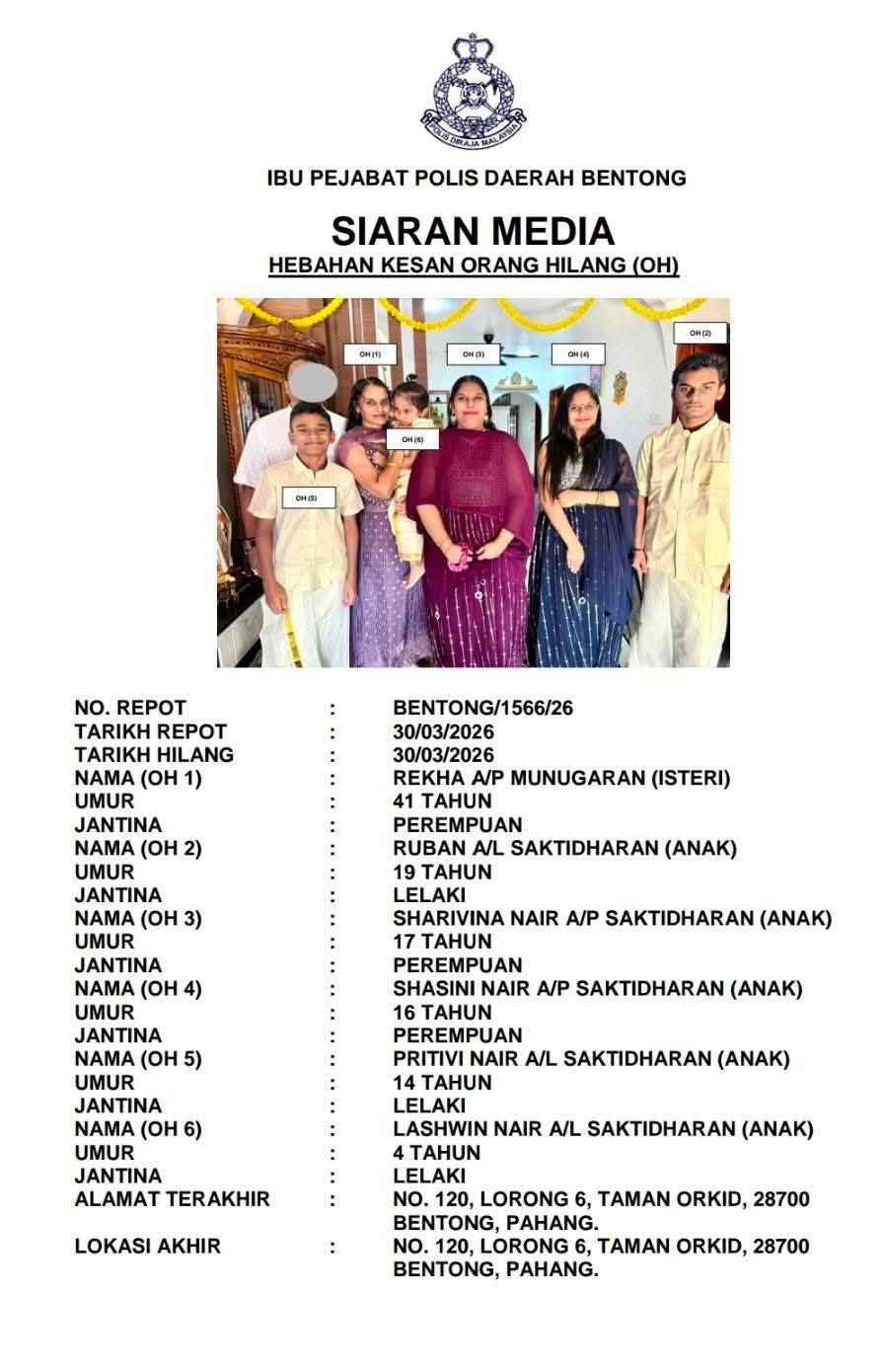 Isteri & 6 Anak Menghilang Sejak Isnin Telah Ditemui, Akui Berlaku Selisih Faham