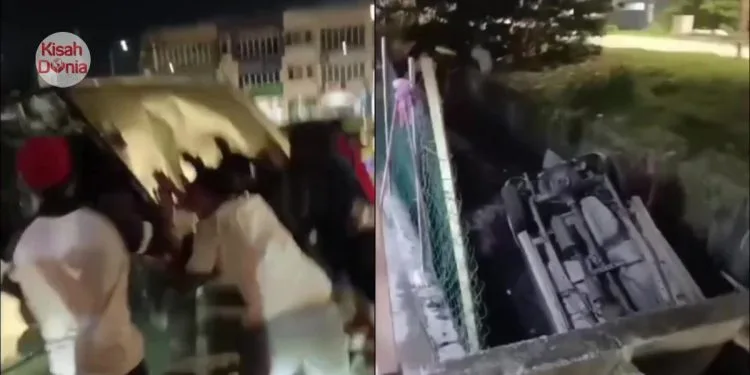 Orang Ramai Bantu Alih Tapi MPV Terbalik Ke Longkang, Warga Emas Meninggal Dunia