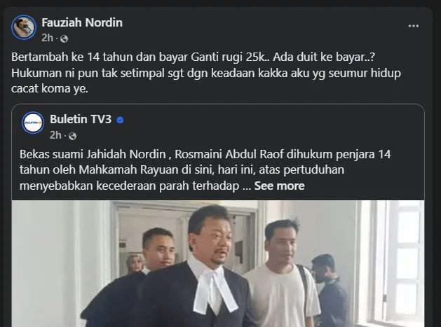 Hukuman Penjara Rosmaini Abd Raof Dinaikkan Dari 10 Tahun Kepada 14 Tahun