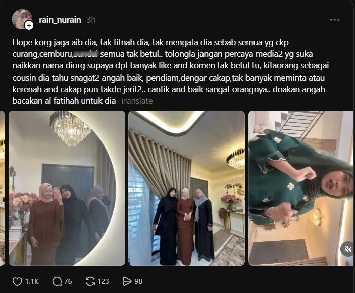 “Harap Jaga Aib Dia…Curang & Cemburu Semua Tak Betul” – Sepupu Nurfisya