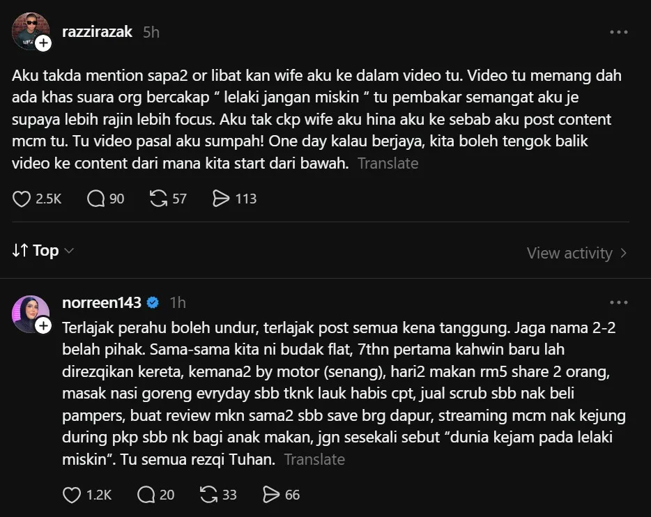 “Aku Takde Libatkan Wife…Aku Tak Cakap Isteri Aku Hina Aku” – Razzi Razak
