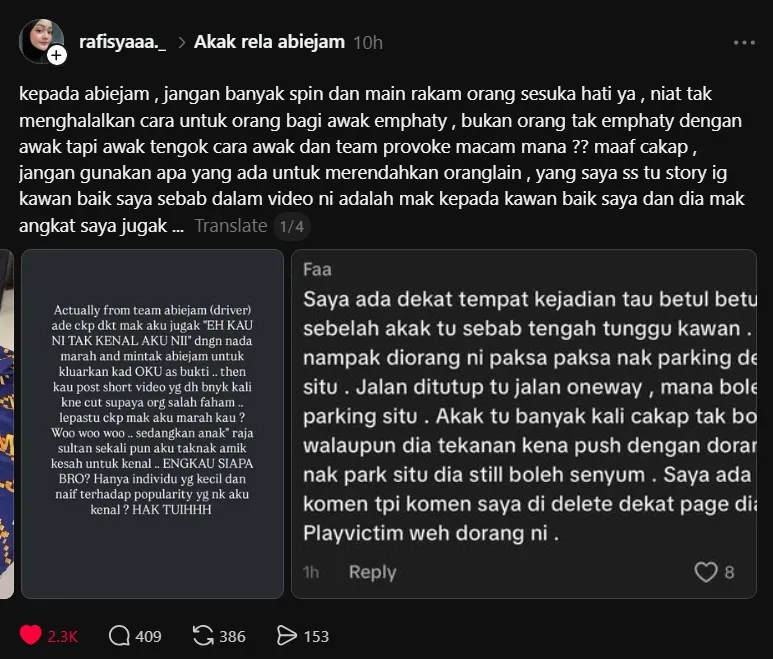 Anak Akak RELA Minta Abiejam Jangan Spin Cerita “Driver Berkeras & Menekan Ibu”
