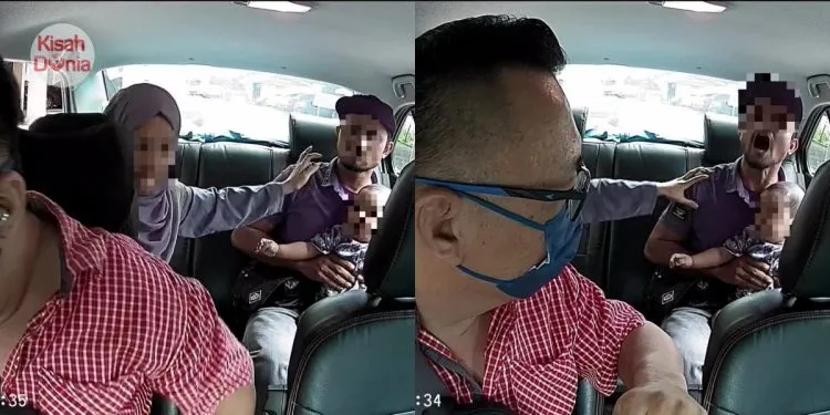 Kesal Pemandu Grab Tak Cukup Duit Kecil, Lelaki Pangku Anak Tolak Kepala Isteri
