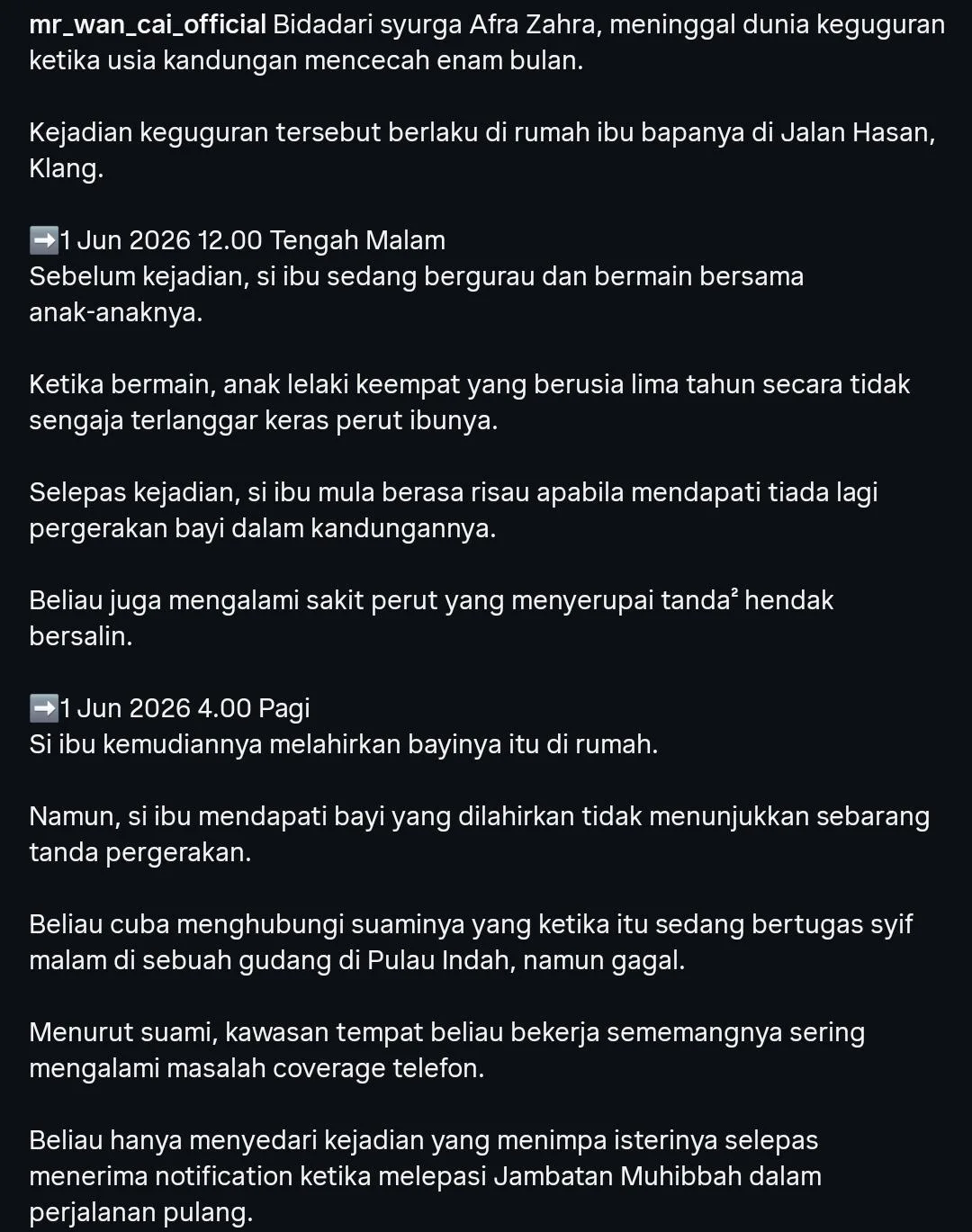 Anak Bermain & Terkena Perut, Wanita Terberanak Di Rumah, Bayi Meninggal Dunia
