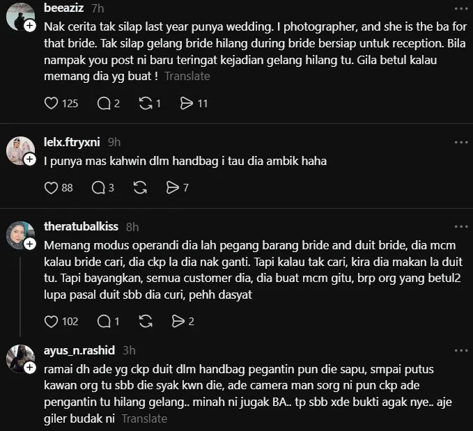 Bride Assistant Curi Mas Kahwin RM500, Cincin Pengantin Juga Hilang Masa Bersiap