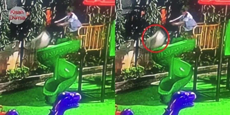 Anak Ditolak Dari Gelongsor Berketinggian 1.5 Meter Oleh Budak Autisme