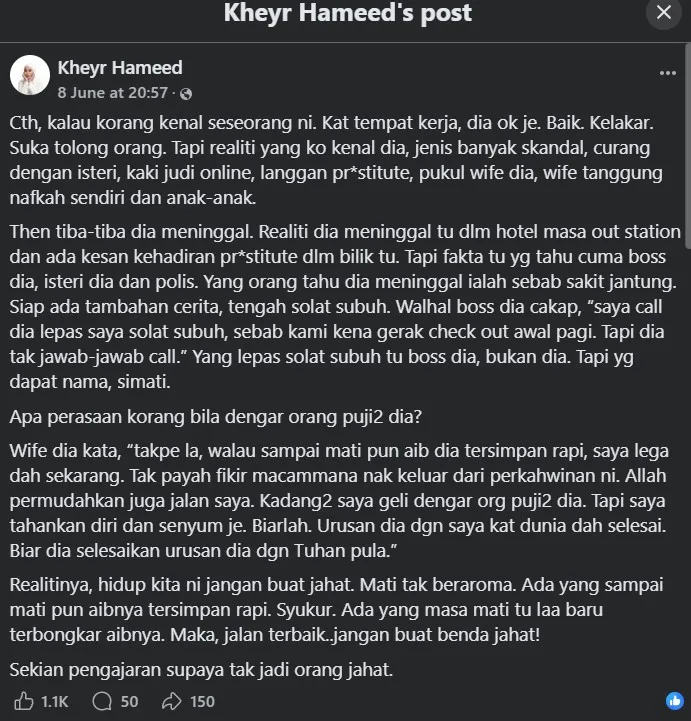 Suami Meninggal Di Hotel Lepas Langgan Wanita, Isteri Simpan Aib Walau Dianiaya