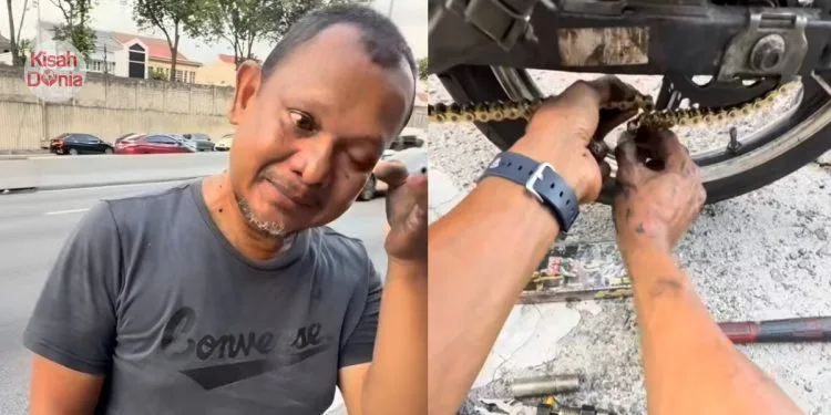 “Abang Ada RM8 Je Ni…”- Lelaki Terharu Ada Orang Tolong Baiki Motor Di Jalan