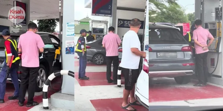 Lelaki SG Isi RON95, Tindakan Pantas Staf Stesen Minyak Angkat Nozel Raih Pujian