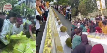 Acara “Talam Durian 1KM” Belum Bermula, Penduduk Serbu Ambil Kuih Sedang Disusun