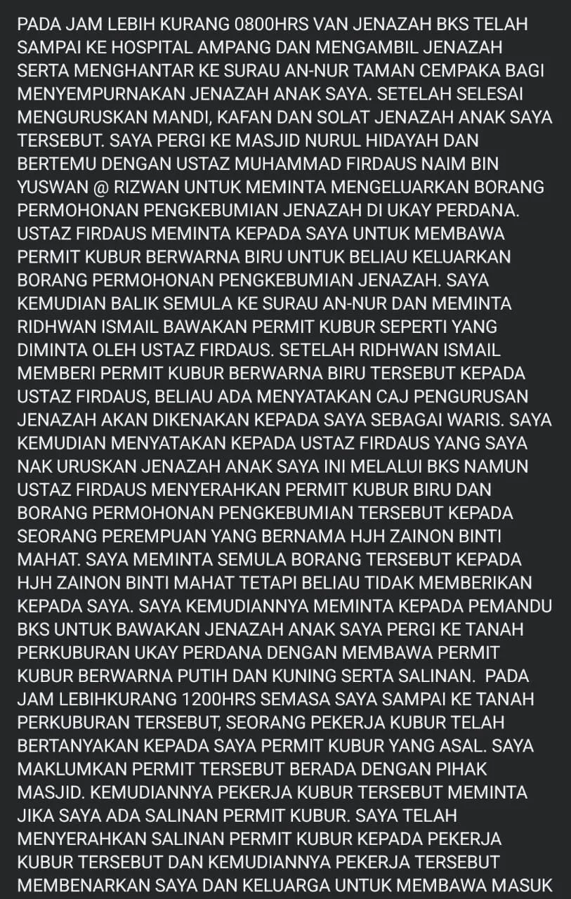 Difitnah Berkeras Gunakan Khidmat Masjid, Datuk Menangis Kenang Isu Jenazah Cucu