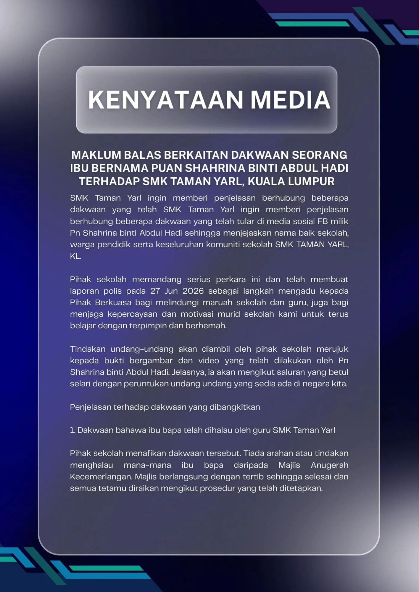Isu Tak Cukup Kerusi & Halau Dari Majlis Kecemerlangan, SMKTY Akhirnya Bersuara