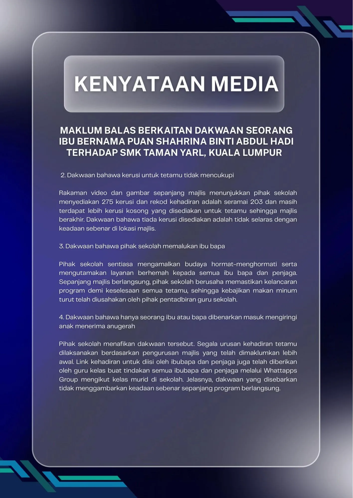 Isu Tak Cukup Kerusi & Halau Dari Majlis Kecemerlangan, SMKTY Akhirnya Bersuara