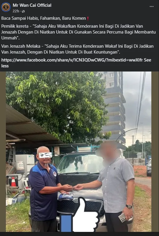 Penipuan Van Jenazah, Ibu Bapa Budak 11 Tahun Diminta Bayar Servis Percuma