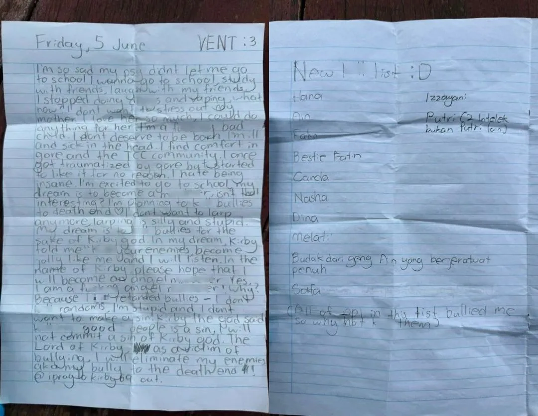 “Saya Sayang Ibu..Saya Tak Layak Dilahirkan” – Nota Milik Suspek Kejadian SMKBB
