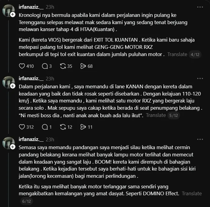 NAHAS 12 MOTOSIKAL RXZ : Dituduh Melulu Tukar Lane, Pemandu Vios Dedah Kebenaran