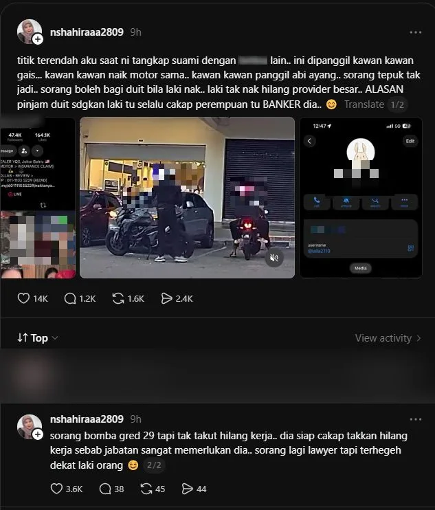 Bomba Gred 29 & Peguam Curang, Naik Motor Berdua, Isteri Ternampak Depan Kafe