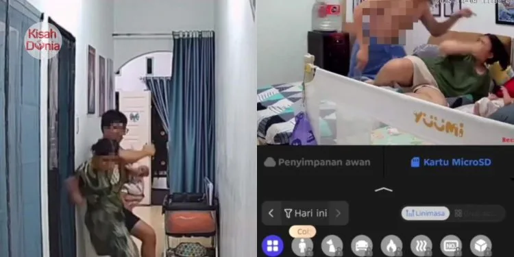 Suami Kasari Isteri Sambil Gendong Bayi, Ikut Tersembam Ke Lantai