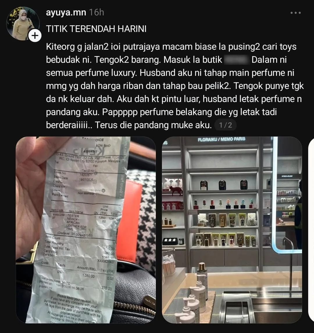 Minyak Wangi Tester Pecah, Suami Isteri Pasrah Bayar RM1080, Cuma Diskaun 20%