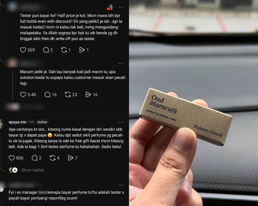 Minyak Wangi Tester Pecah, Suami Isteri Pasrah Bayar RM1080, Cuma Diskaun 20%
